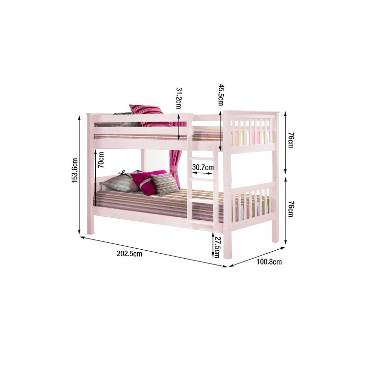 GRADE A1 - Oxford Single Bunk Bed in Light Pink