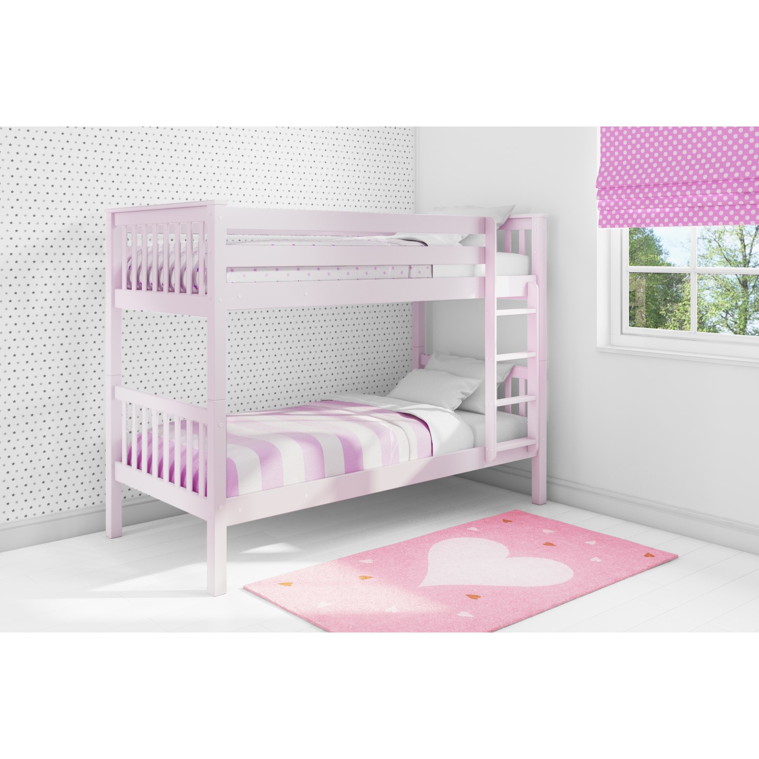 Oxford Single Bunk Bed In Light Pink, Hot Pink Bunk Beds