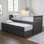 Oxford Captains Guest Bed With Storage in Dark Grey - Trundle Bed Included