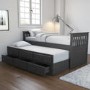 Single Dark Grey Wooden Guest Bed with Storage and Trundle - Oxford