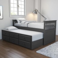 GRADE A2 - Oxford Captains Guest Bed with Storage in Dark Grey - Trundle Bed Included