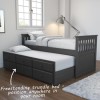 Single Dark Grey Wooden Guest Bed with Storage and Trundle - Oxford