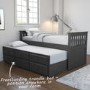 GRADE A2 - Oxford Captains Guest Bed with Storage in Dark Grey - Trundle Bed Included