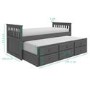 GRADE A2 - Oxford Captains Guest Bed with Storage in Dark Grey - Trundle Bed Included