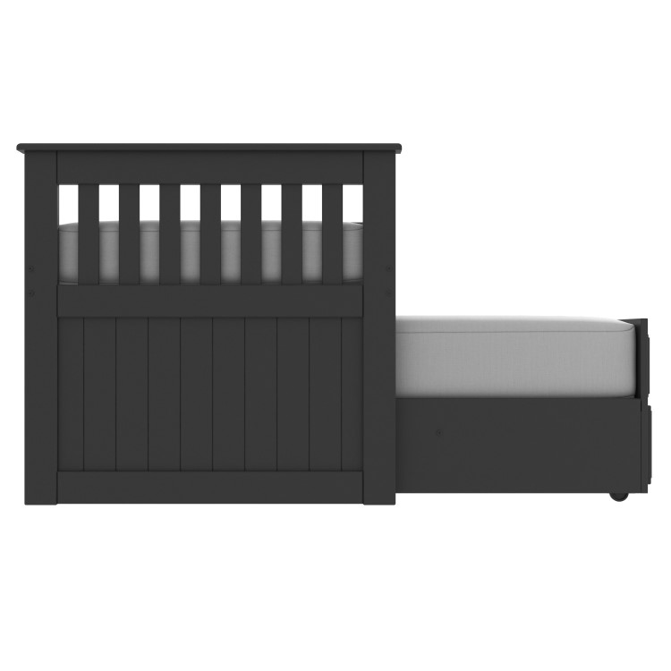 GRADE A2 - Oxford Captains Guest Bed with Storage in Dark Grey - Trundle Bed Included