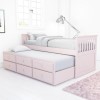 GRADE A1 - Oxford Captains Guest Bed With Storage in Light Pink - Trundle Bed Included