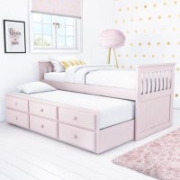 GRADE A1 - Oxford Captains Guest Bed With Storage in Light Pink - Trundle Bed Included GRADE A1 - Oxford Captains Guest Bed With Storage in Light Pink - Trundle Bed Included