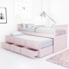 GRADE A2 - Oxford Captains Guest Bed With Storage in Light Pink - Trundle Bed Included