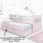 GRADE A1 - Oxford Captains Guest Bed With Storage in Light Pink - Trundle Bed Included
