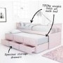 GRADE A1 - Oxford Captains Guest Bed With Storage in Light Pink - Trundle Bed Included