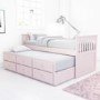 GRADE A1 - Oxford Captains Guest Bed With Storage in Light Pink - Trundle Bed Included