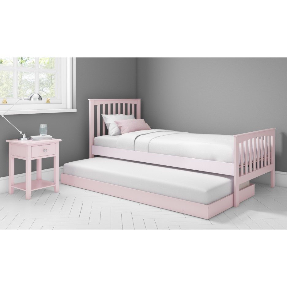 Oxford Single Guest Bed in Pink Trundle Bed Included Furniture123