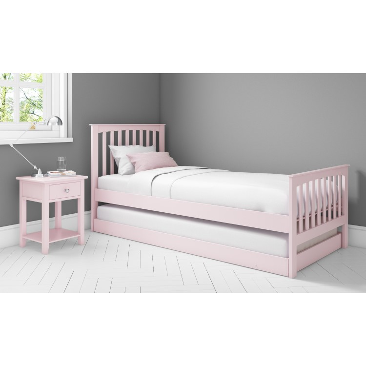 Oxford Single Guest Bed in Pink - Trundle Bed Included