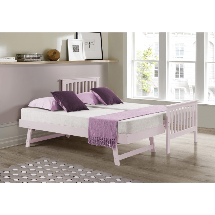 Oxford Single Guest Bed in Pink - Trundle Bed Included