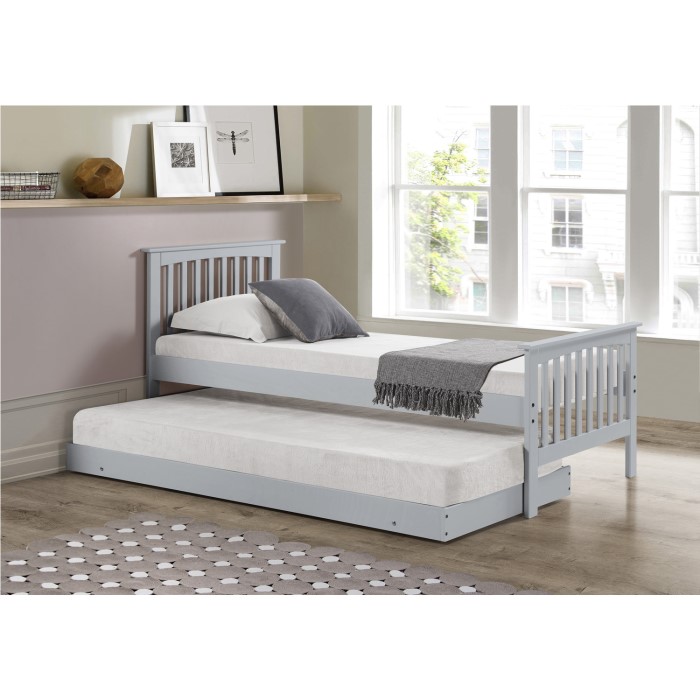 Oxford Single Guest Bed in Light Grey - Trundle Bed Included | Furniture123