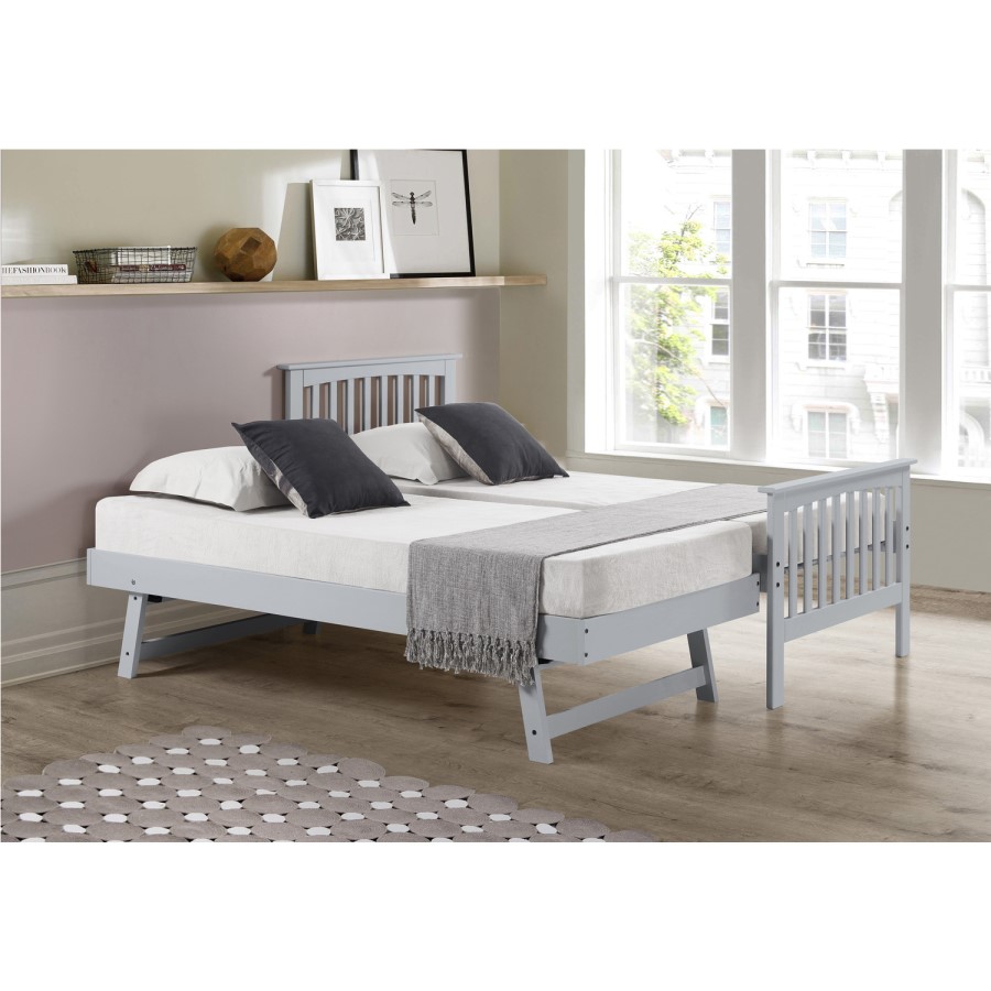 Oxford Single Guest Bed in Light Grey - Trundle Bed Included