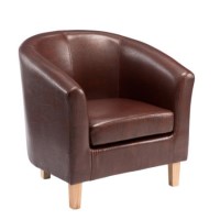 World Furniture Oxford Faux Leather Tub Chair in Antique Brown