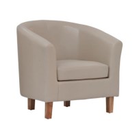 World Furniture Oxford Faux Leather Tub Chair in Ivory