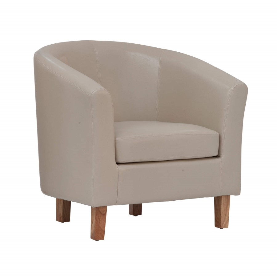 World Furniture Oxford Faux Leather Tub Chair in Ivory