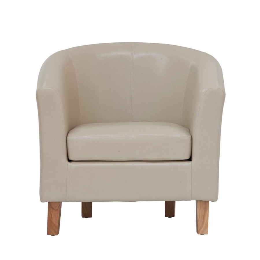 World Furniture Oxford Faux Leather Tub Chair in Ivory
