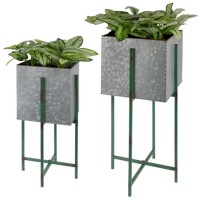 Square Flower Pot on Stand Set of 3 - Fallen Fruits 