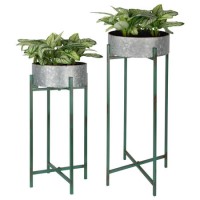 Round Shallow Flower Pot on Stand Set of 2 - Fallen Fruits 