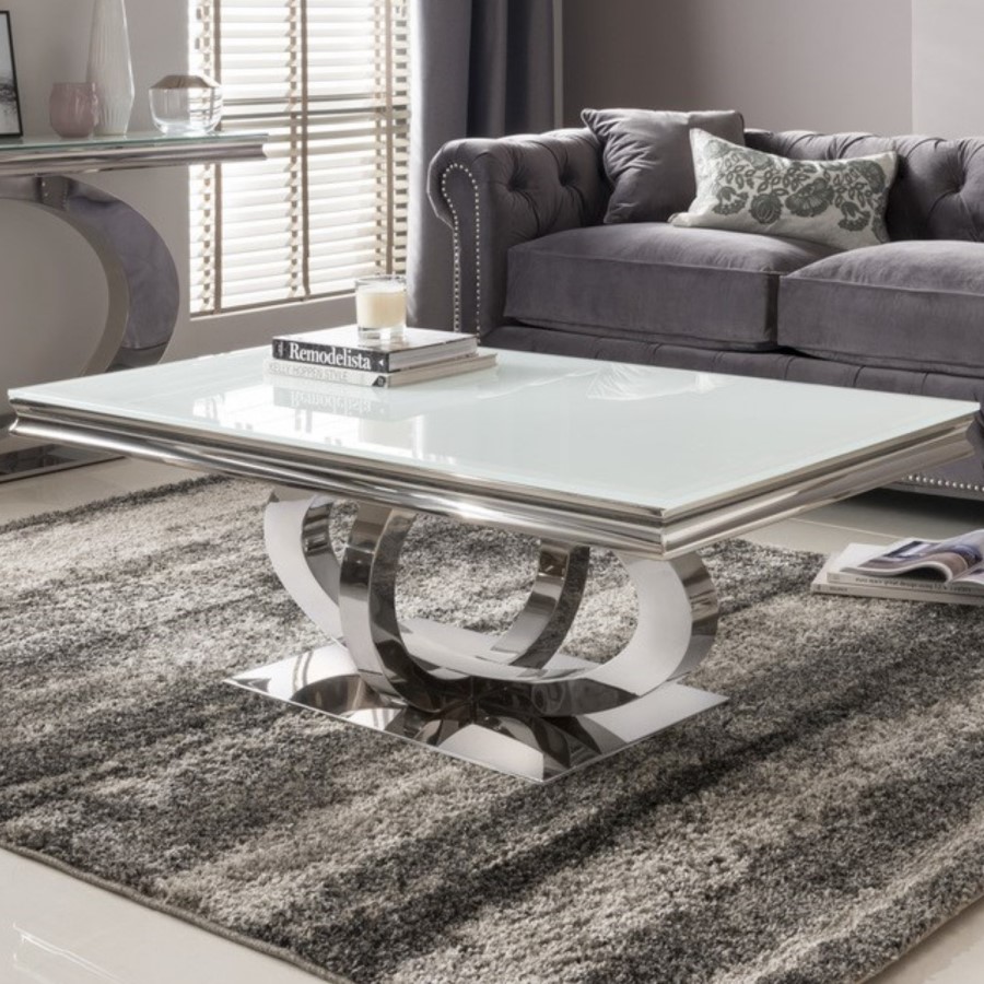 Vida Living Orion White Glass Coffee Table