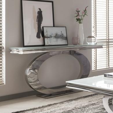 GRADE A1 - Vida Living Orion White Glass Console Table