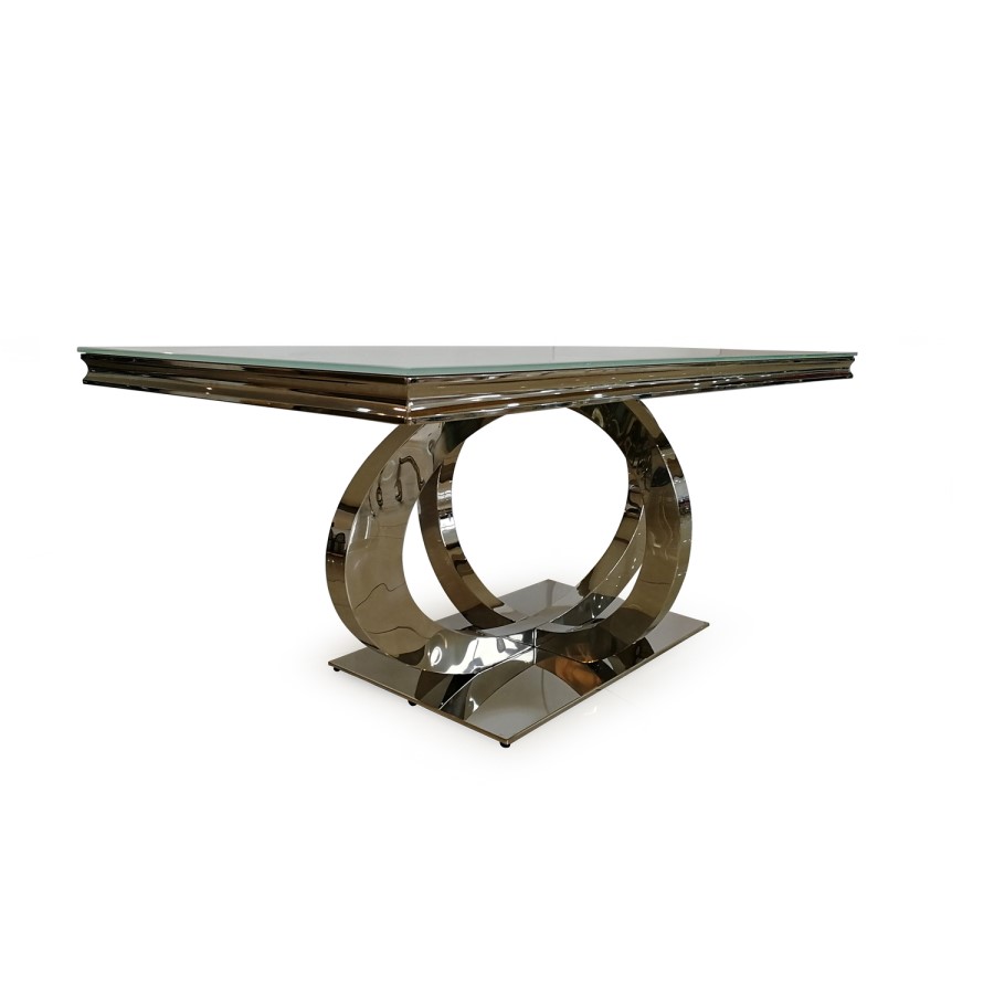 Vida Living Furniture Orion White Mirrored Dining Table 220cm