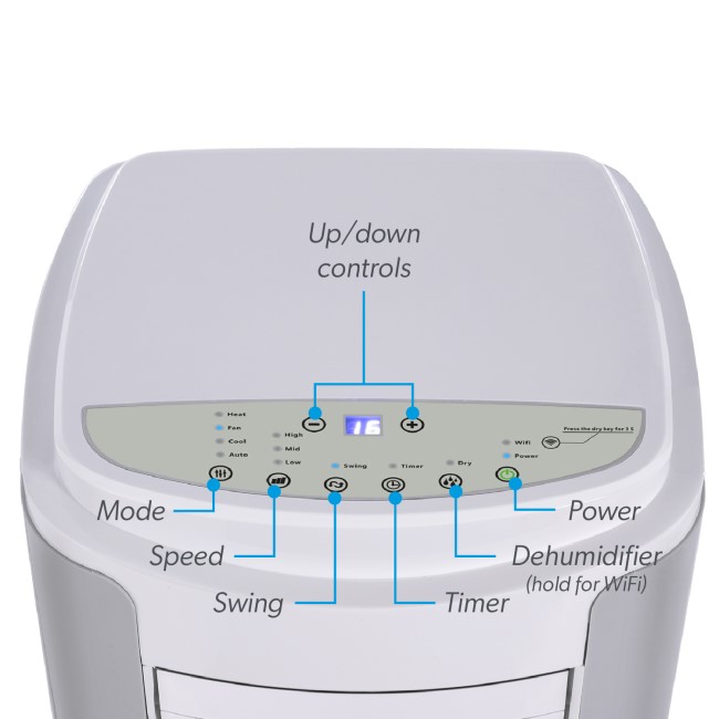 electriQ 12000 BTU Smart Portable Air Conditioner with Heat Pump