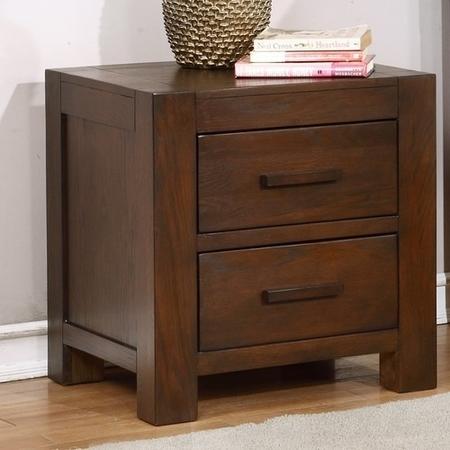 Pacific Solid Dark Oak Bedside Table - Walnut Effect