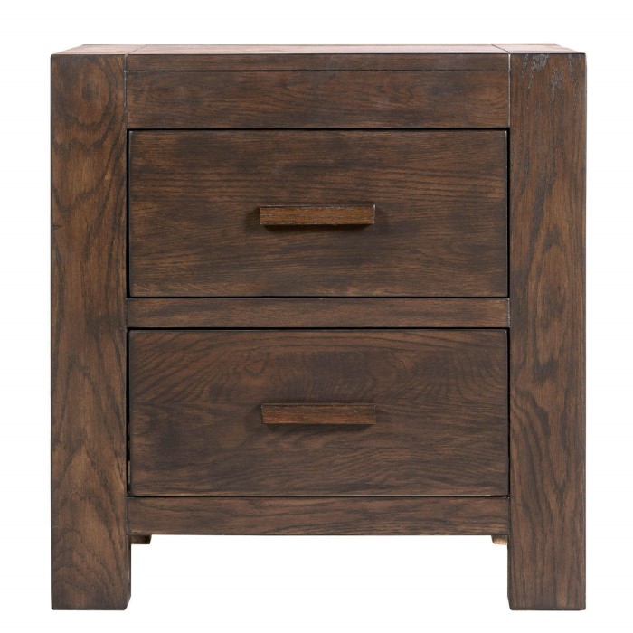 Pacific Solid Dark Oak Bedside Table - Walnut Effect | Furniture123