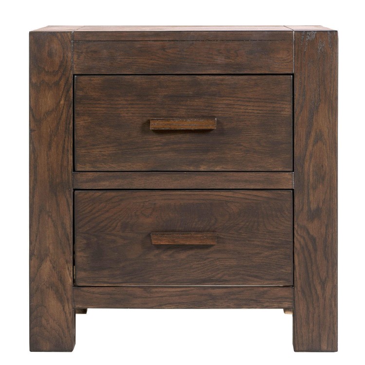 Pacific Solid Dark Oak Bedside Table - Walnut Effect