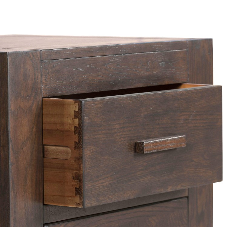 Pacific Solid Dark Oak Bedside Table - Walnut Effect