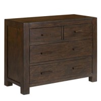 GRADE A3 - Pacific Solid Dark Oak Chest of Drawers - Walnut Effect