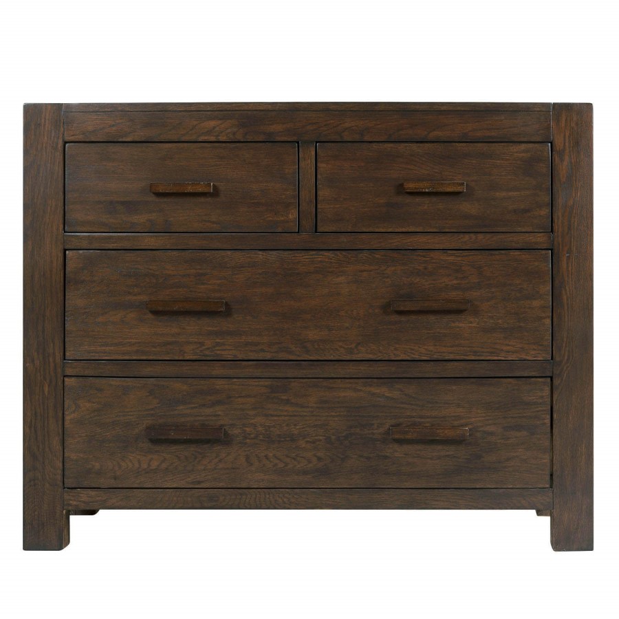GRADE A3 - Pacific Solid Dark Oak Chest of Drawers - Walnut Effect