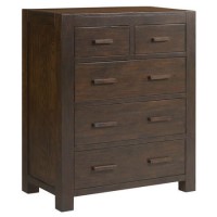 Pacific Solid Dark Oak 2+3 Chest of Drawers - Walnut Effect