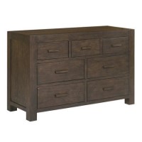 GRADE A3 - Pacific Solid Dark Oak Wide Chest of Drawers - Walnut Effect