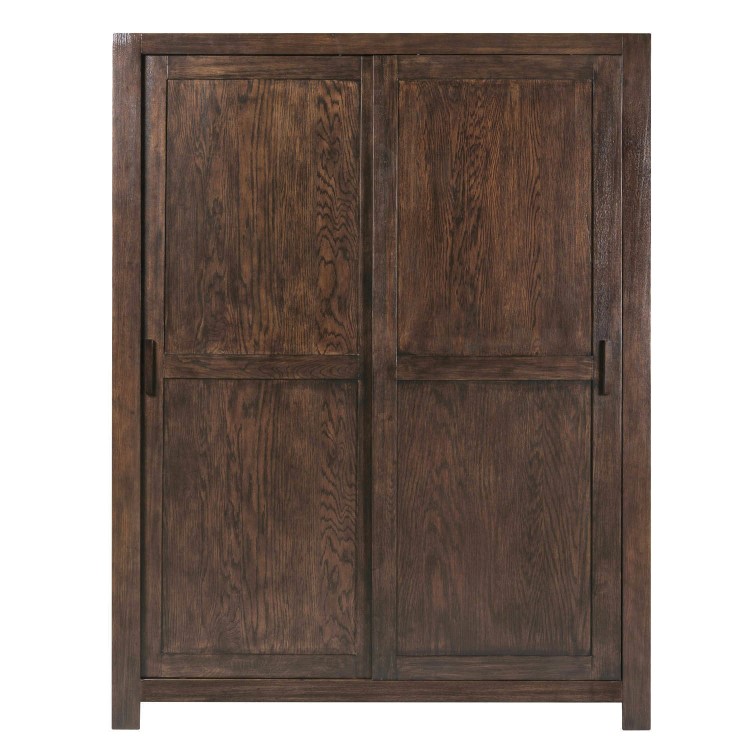 Pacific Solid Dark Oak Sliding Door Wardrobe - 1 Hanging Rail - Walnut Effect