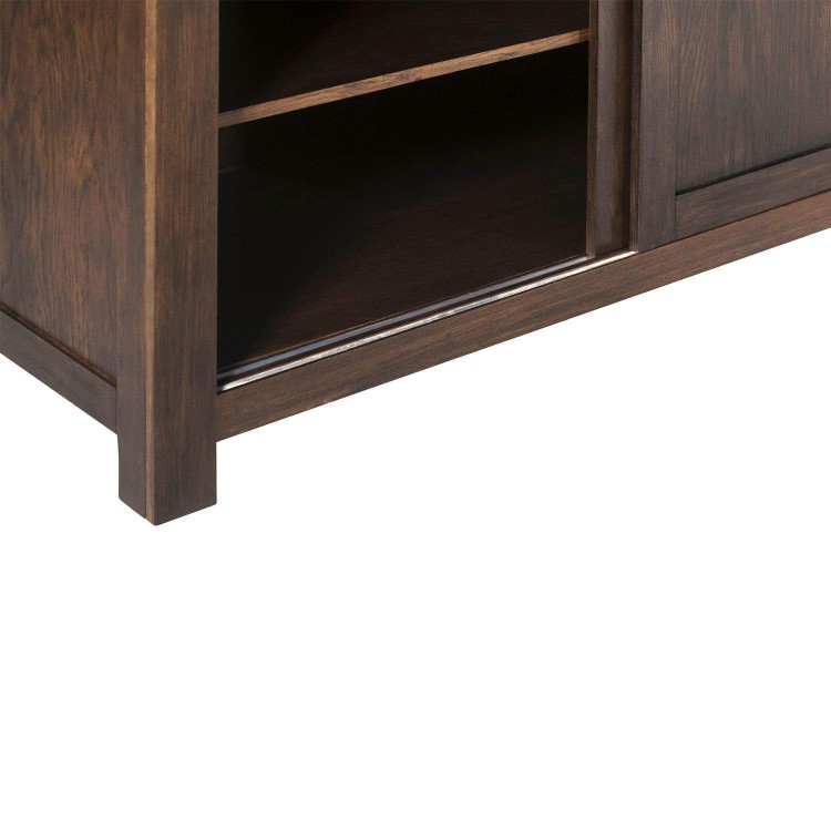 Pacific Solid Dark Oak Sliding Door Wardrobe - 1 Hanging Rail - Walnut Effect