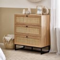 PAD002 Rattan Chest of 3 Drawers in Oak - Padstow - Julian Bowen