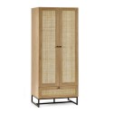 PAD004 Rattan Rustic 2 Door Double Wardrobe with Drawer - Padstow - Julian Bowen