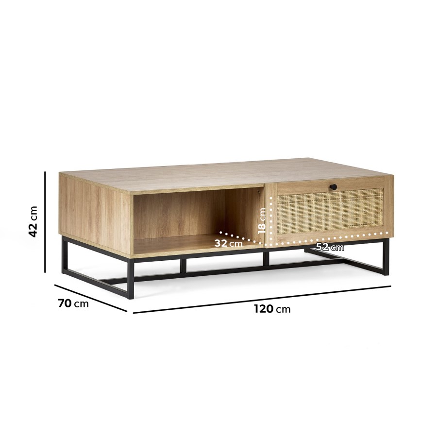 Rectangular Oak Coffee Table with Storage - Padstow