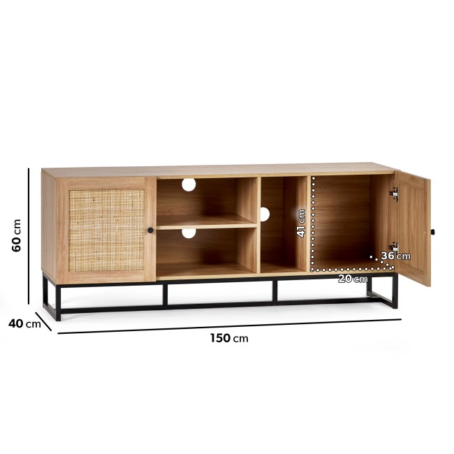 Large Oak TV Stand with Storage - TV's up to 64" - Padstow