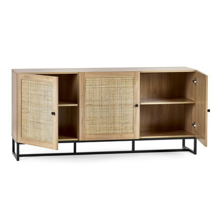 Large Oak Sideboard with Rattan Doors - Padstow