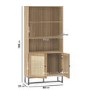 Tall Oak Bookcase with Rattan Doors - 3 Shelves - Padstow