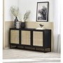 Large Black Sideboard with Rattan Doors - Padstow