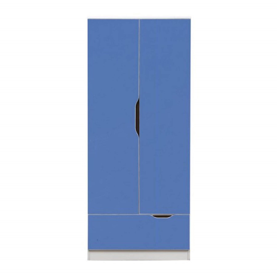 Birlea Furniture Paddington 2 Door 1 Drawer Wardrobe in White and Blue