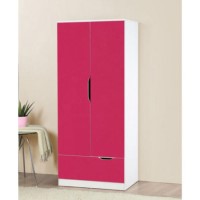 Birlea Furniture Paddington 2 Door 1 Drawer Wardrobe in White and Pink