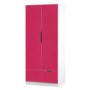 Birlea Furniture Paddington 2 Door 1 Drawer Wardrobe in White and Pink